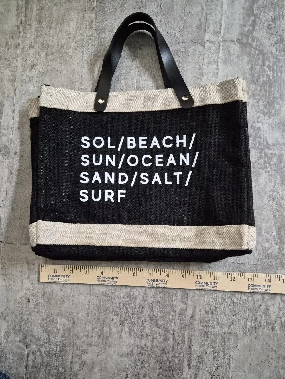 SANTA BARBARA DESIGN STUDIO Black Canvas Beach Tote with Natural Trim